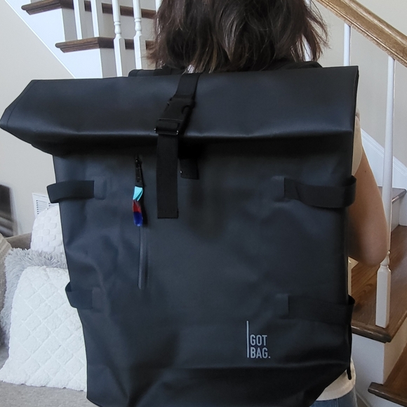 Black Roll-Top Backpack - Picture 8 of 10